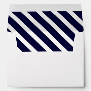 Navy Blue White Diagonal Stripe #1 A7 5x7 Envelopes