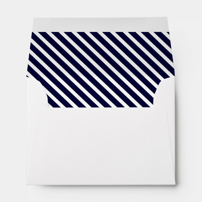 Navy Blue White Diagonal Stripe #2 A6 for 6x4 Envelope (Back (Bottom))
