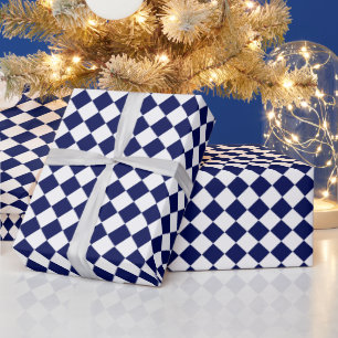 Navy Blue / White Diamond Pattern Simple Masculine Wrapping Paper