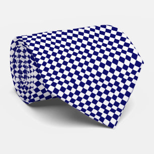 NAVY BLUE & WHITE DIAMOND TIE