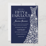 Navy Blue White Dress 50th Fabulous Birthday Party Invitation<br><div class="desc">Navy Blue White Dress 50th Fabulous Birthday Party Invitation

Variations to the invitation and matching items in our store</div>