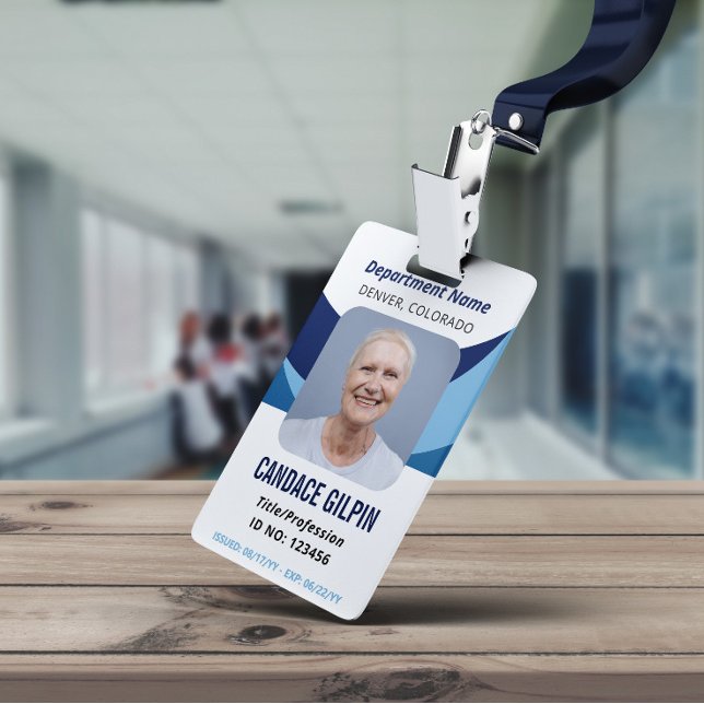 Navy Blue White Employee Photo ID Badge (Creator Uploaded)