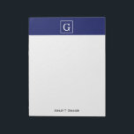 Navy Blue White Framed Initial Monogram Notepad<br><div class="desc">Navy Blue and White Framed Initial Monogram A stylish solid background with a white framed area for your monogram, name or other text. You can also change the text font, change the font size and color, move the text, etc. If you would like this design in other colors, just drop...</div>