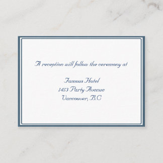 Navy Blue / White Framed Wedding RSVP Reception Enclosure Card