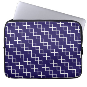Navy Blue White Geometric Laptop Sleeve