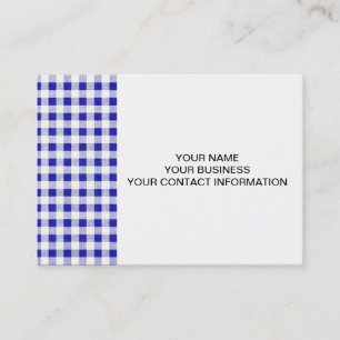 Navy Blue White Gingham Pattern Business Card