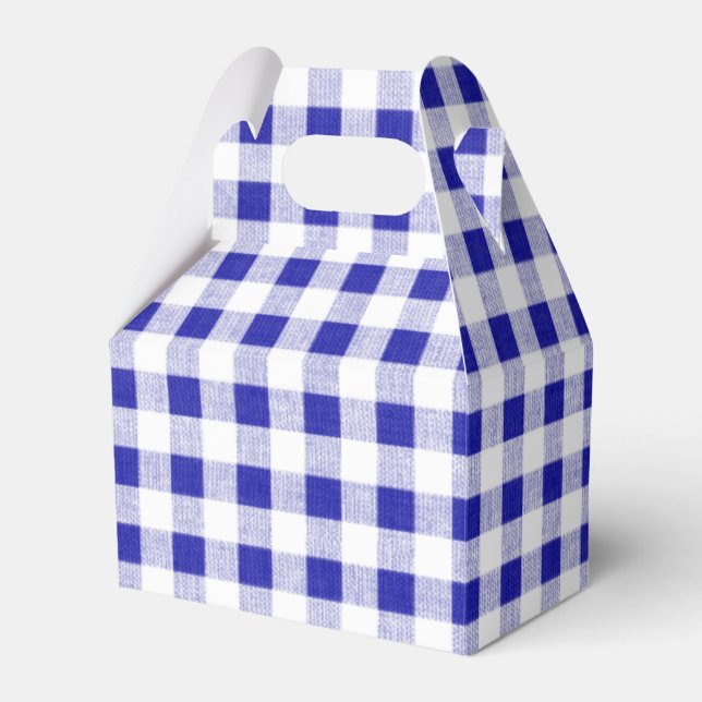 Navy Blue White Gingham Pattern Favor Box (Front Side)