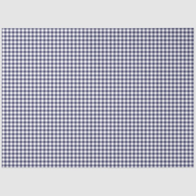 Navy Blue & White Gingham Pattern Tissue Paper (Front)