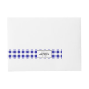 Navy Blue White Gingham Pattern Wraparound Address Label
