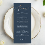 Navy Blue White Gold Elegant Classic Wedding Menu<br><div class="desc">*Not real foil
*Part of a collection</div>