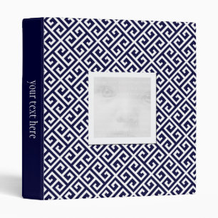 Navy Blue & White Greek Key Photo Binder