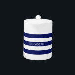 Navy Blue White Horiz Preppy Stripe #3 Monogram<br><div class="desc">Classic Navy Blue and White Preppy Horizontal Rugby Stripes #3 Name Monogram A stylish bold horizontal stripe pattern with a template for your name, initials or other text. You can also customize the text font, font colour, font size and rotation, move or remove the sample text, add additional text fields,...</div>