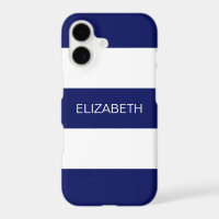 Navy Blue White Horiz Preppy Stripe #3 Monogram