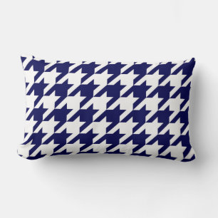 Navy Blue White Huge Houndstooth Lumbar Pillow