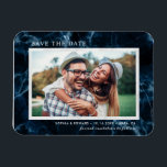 Navy Blue White Marble Save the Date Photo Magnet<br><div class="desc">Elegant navy blue white marble save the date photo magnet. For more advanced customization of this design,  Please click the "Customize further" link.  Matching items are also available</div>
