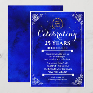 Navy Blue & White Milestone Business Event Invite