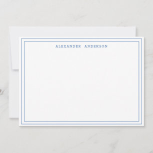 Navy Blue White Modern Professional Double Border Card