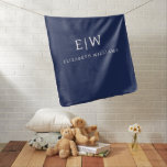 Navy Blue White Modern Script Girly Monogram Name Baby Blanket<br><div class="desc">Navy Blue and White Simple Monogram Name Baby Girl Blanket for a Mother to Be Baby Shower. The blanket makes the perfect baby shower gift for someone decorating her room in chic modern and elegant luxury style.</div>