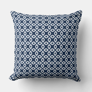Navy Blue & White Modern Throw Pillow