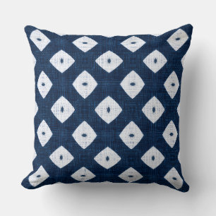 Navy Blue & White Modern Throw Pillow