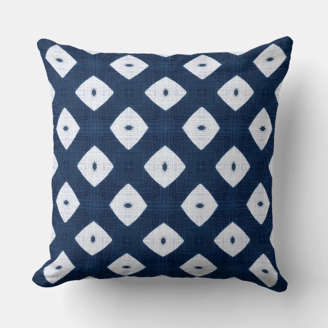 Navy Blue & White Modern Throw Pillow (Front)