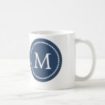 Navy Blue - White Monogram Ceramic Mug<br><div class="desc">Navy Blue and White monogram design that is both classic and stylish.</div>