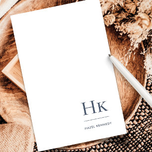 Navy Blue White Monogram Classic Personalized Stationery