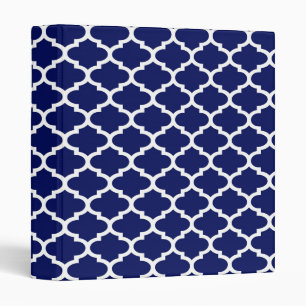 Navy Blue White Moroccan Quatrefoil Pattern #2 Binder
