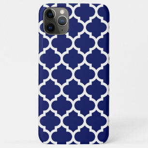 Navy Blue White Moroccan Quatrefoil Pattern #5 iPhone 11 Pro Max Case