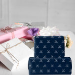 Navy blue white name script wrapping paper<br><div class="desc">Navy blue background colour,  white text. 
Personalize and add a name and age. Handwritten style script.</div>
