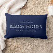 Navy Blue White Nautical Coastal Beach House Lumbar Pillow (Blanket)