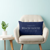 Navy Blue White Nautical Coastal Beach House Lumbar Pillow (Chair)