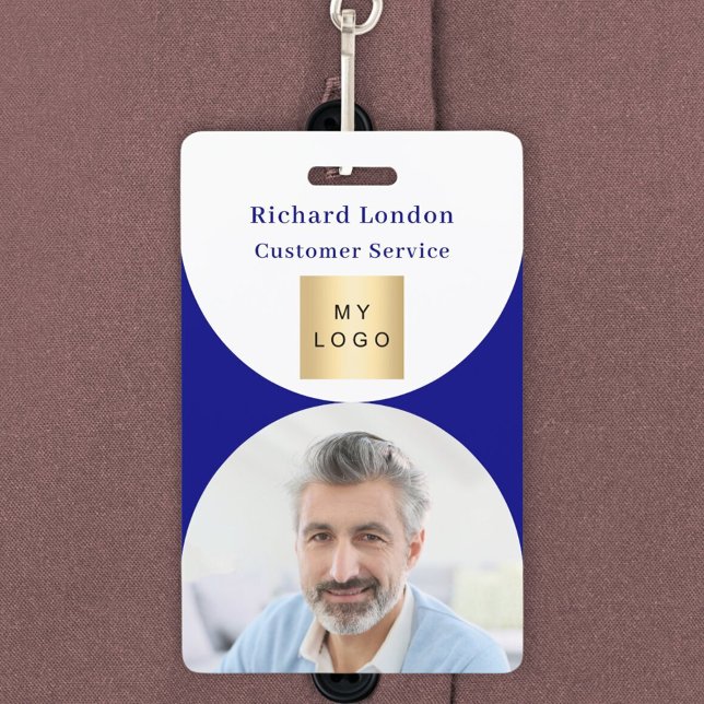 Navy blue white photo arch QR code business logo Badge (Creator Uploaded)