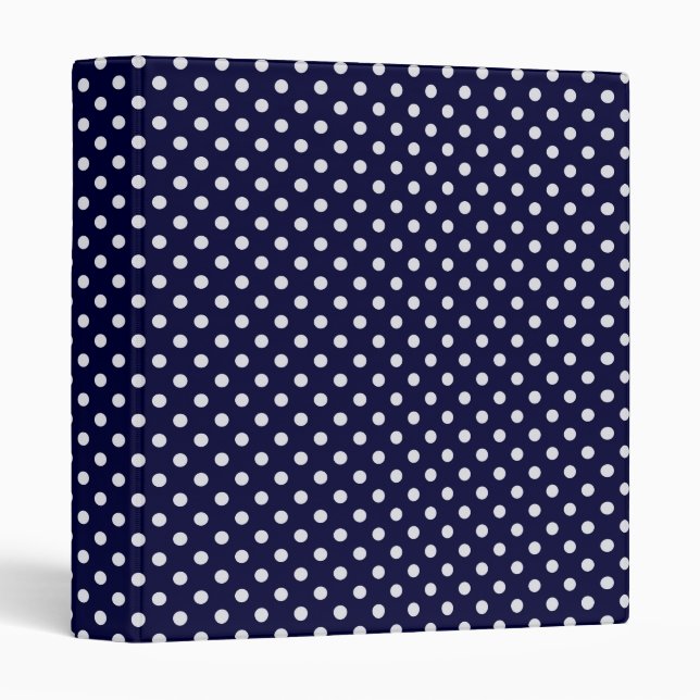 Navy Blue White Polka Dot Pattern Binder (Front/Spine)