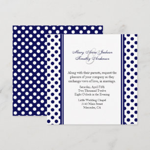 Navy Blue & White Polka Dot Wedding Invitation