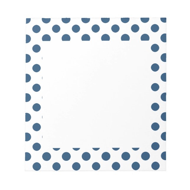 Navy Blue White Polka Dots Pattern Notepad (Front)