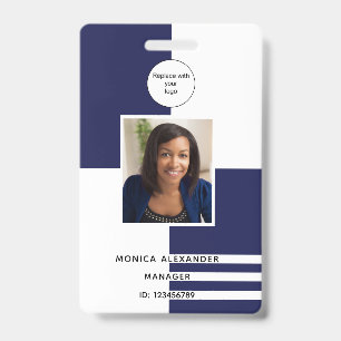 Navy blue white profile photo business corporate badge