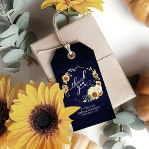 Navy Blue White Pumpkin Greenery Fall Bridal Showe Gift Tags