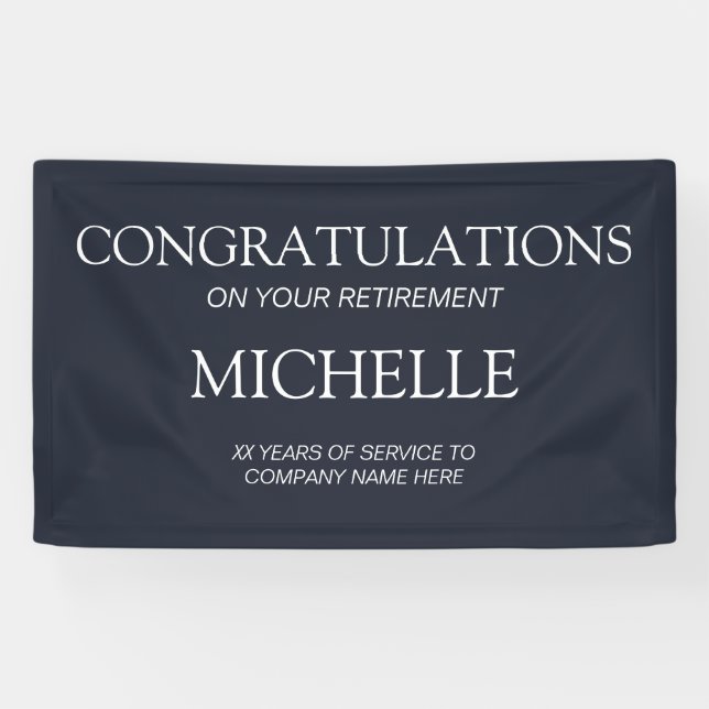 Navy Blue White Retirement Congratulations Banner (Horizontal)