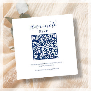 Navy Blue & White   RSVP QR Code Enclosure Card