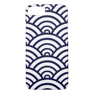Navy Blue & White Scallop Pattern Case-Mate iPhone Case