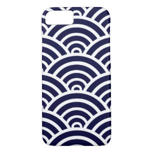 Navy Blue & White Scallop Pattern iPhone 7 Case
