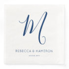 Navy Blue & White Simple Elegant Monogram Wedding