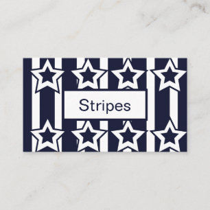 Navy Blue White Star Stripes Business Card