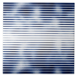 Navy blue white striped geometric pattern foil tile