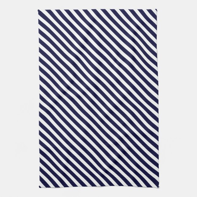 Navy Blue & White Striped Pattern Kitchen Towel (Vertical)