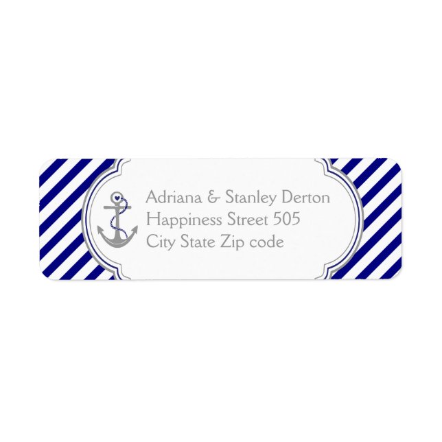 Navy blue, white stripes & anchor nautical wedding (Front)