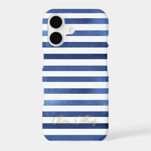 Navy Blue & White Stripes Coastal Nautical Design