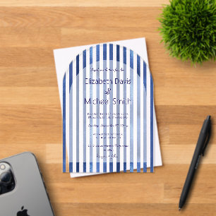 Navy Blue & White Stripes Coastal Nautical Design Acrylic Invitations