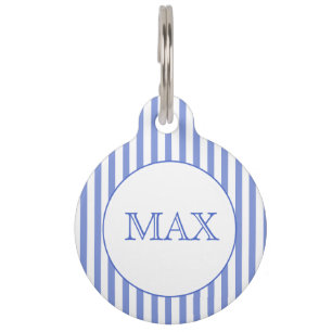 Navy Blue & White Stripes Personalized Pet Tag